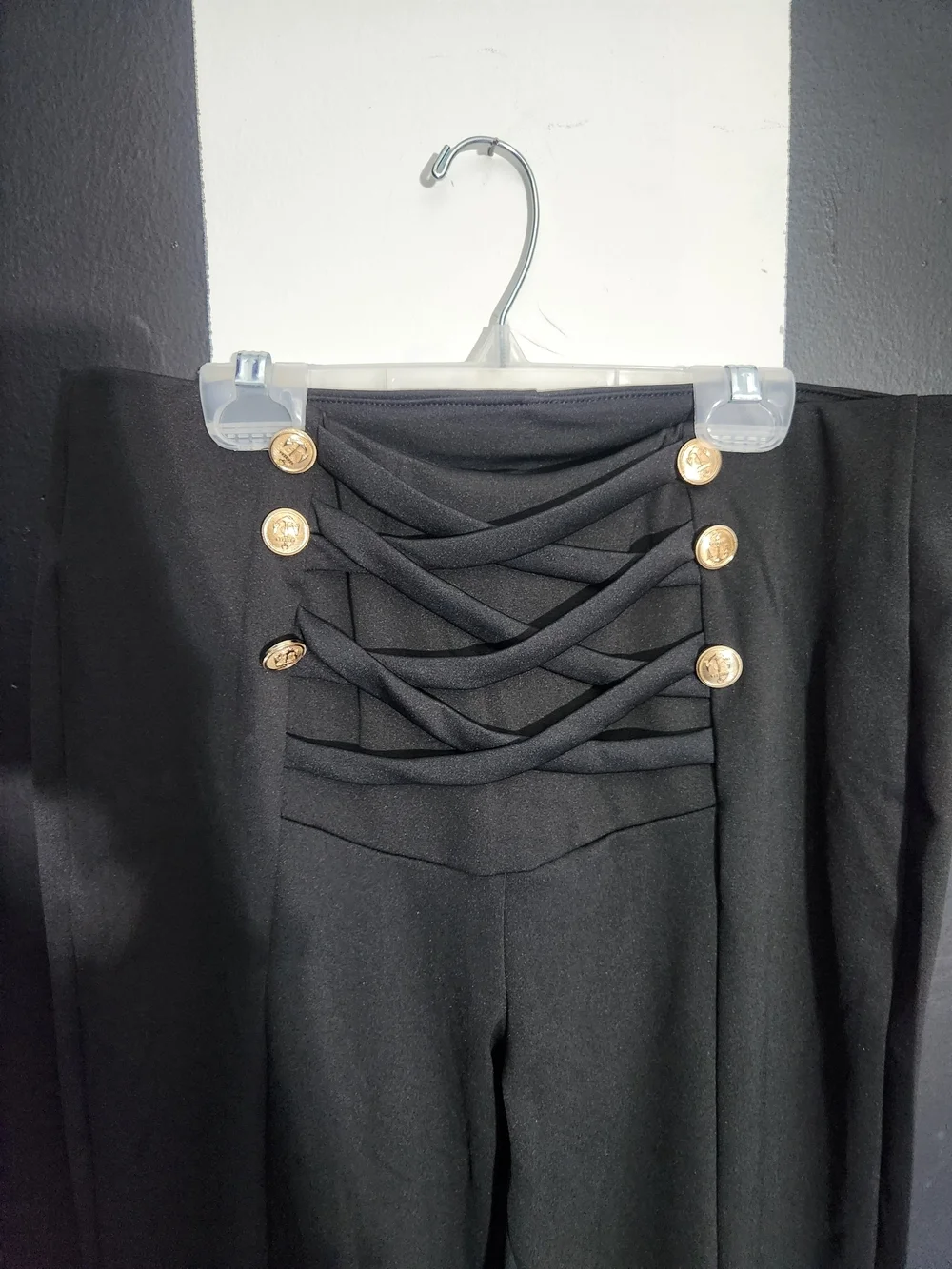Crisscross Button Skinny Pants - Picture 2 of 4